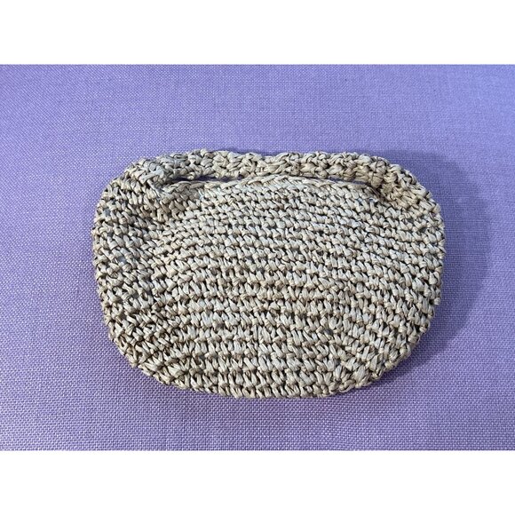 Hat Attack Micro Mini Slouch Bag in Toast New Womens Straw Beach Purse - Picture 7 of 14
